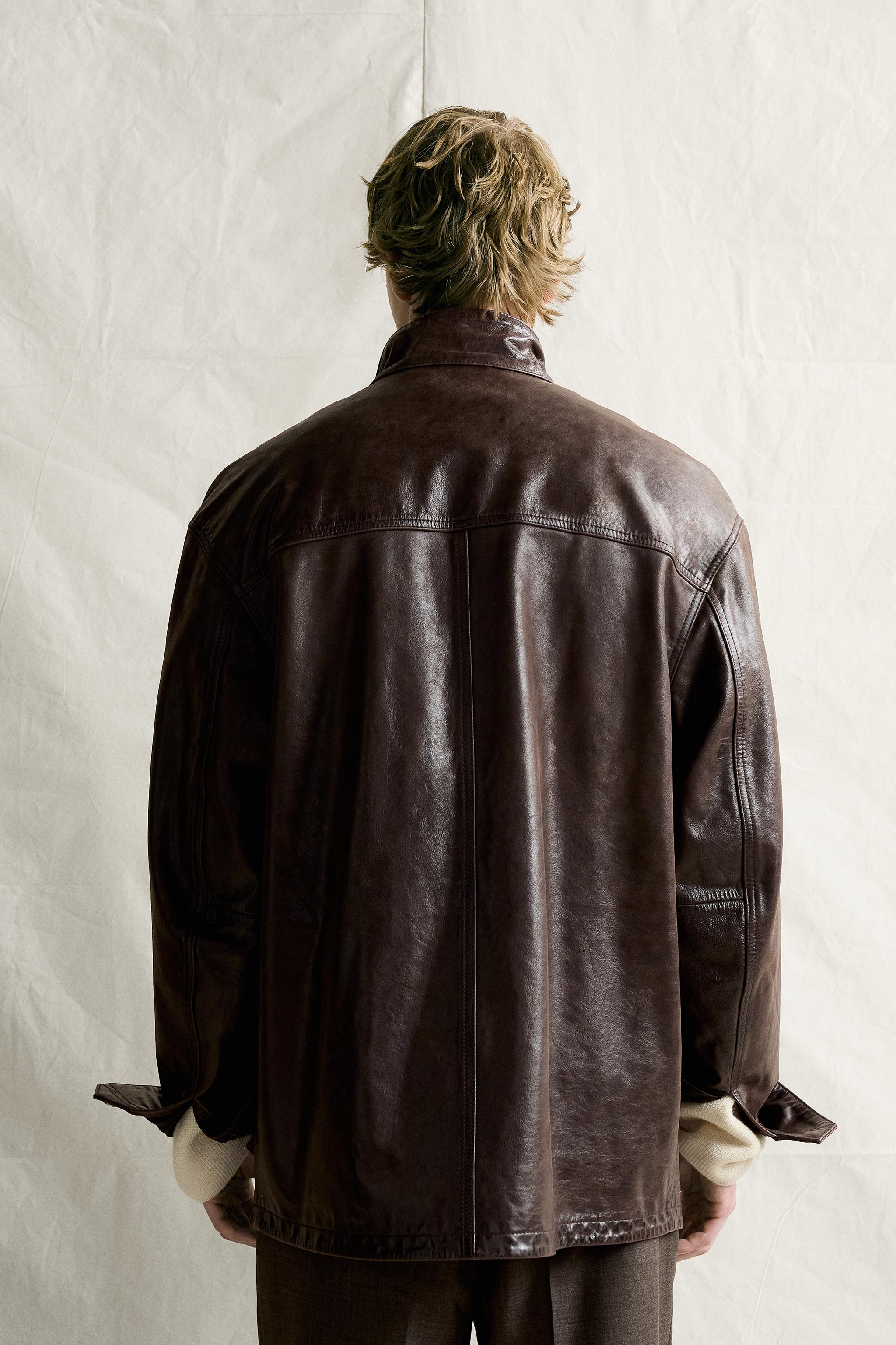 BLOUSON EN CUIR À POCHES UTILITY